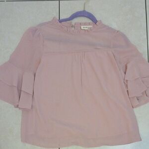 Monteau Pink Ruffle Sleeve Blouse